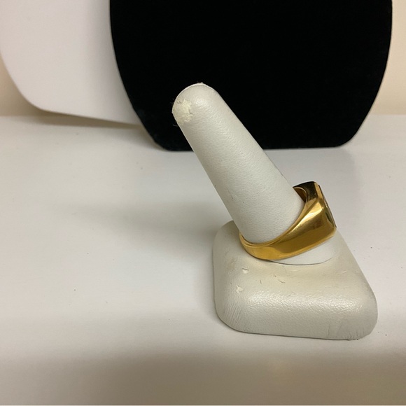 Avon 18K Hard Gold Electroplated Tigers Eye Sparkly Stone Signet Ring Vintage - Picture 5 of 16